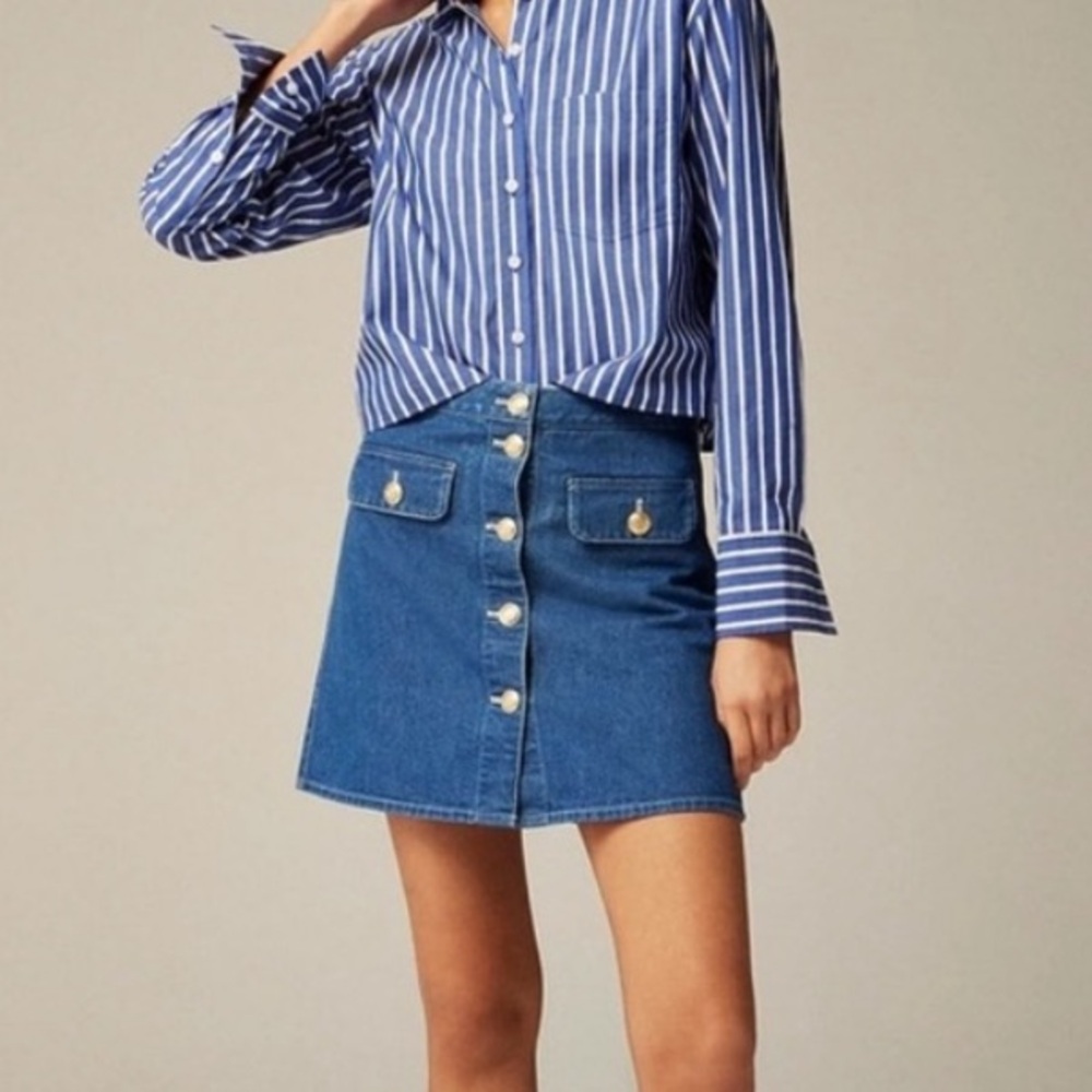NWT. J.Crew Denim Button Down Mini Skirt